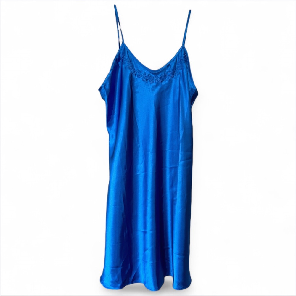 Y2K SOLANGE 90s Jewel Tone Silky Satin Mini Slip Dress Whimsigoth Romantic Sz XL